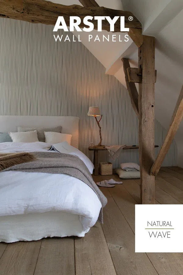 WAVE 3D wall Panels 1PC - Arstyl Panels  in a cozy bedroom | DecorMania UK